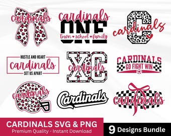 Cardinals Svg Png Bundle for Sports Team Shirt, Cardinal Mascot Png, Digital Download