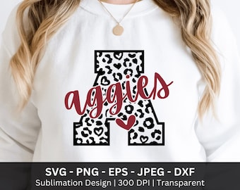 Mascotte Aggies SVG, design de chemise esprit d'équipe (téléchargement numérique)