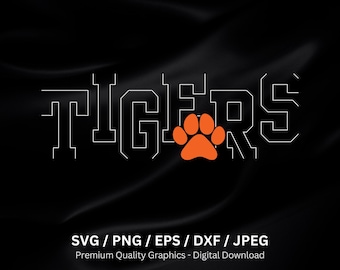 Tigers Varsity PNG, Tigers Cheer Paw, Sublimation Design, School Spirit Shirt, Digital Download