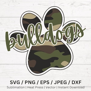 Bulldogs Camo Sport Mascot Png, Game Day Shirt, Camoflauge Mascot, Bulldogs Svg Png, Bulldogs Paw Printable, Bulldogs Cheer, Digital Artwork