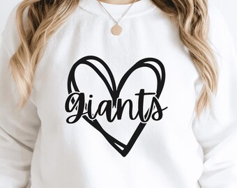 Giants Heart Mascot PNG, School Spirit SVG (Digital Download)
