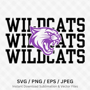 Wildcats Face Mascot Png, Wildcats SVG, Wildcats PNG, Wildcats Sublimation, Team Spirit Png, Stacked Wildcats Png, Roaring Wildcats Png