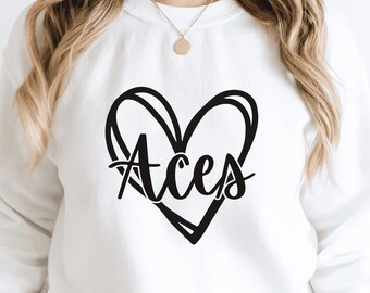 Aces Png, School Spirit Svg, Aces Heart Mascot Svg, Back To School, Aces Pride Shirt, Digital Download Png