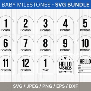 Monatliche Meilenstein-Svg, Laser Cut-Dateien, Baby-Meilensteine, Baby-Ankündigungs-Svg, Baby-Meilensteine SVG PNG, Baby-Monatsschild, Glowforge-Dateien