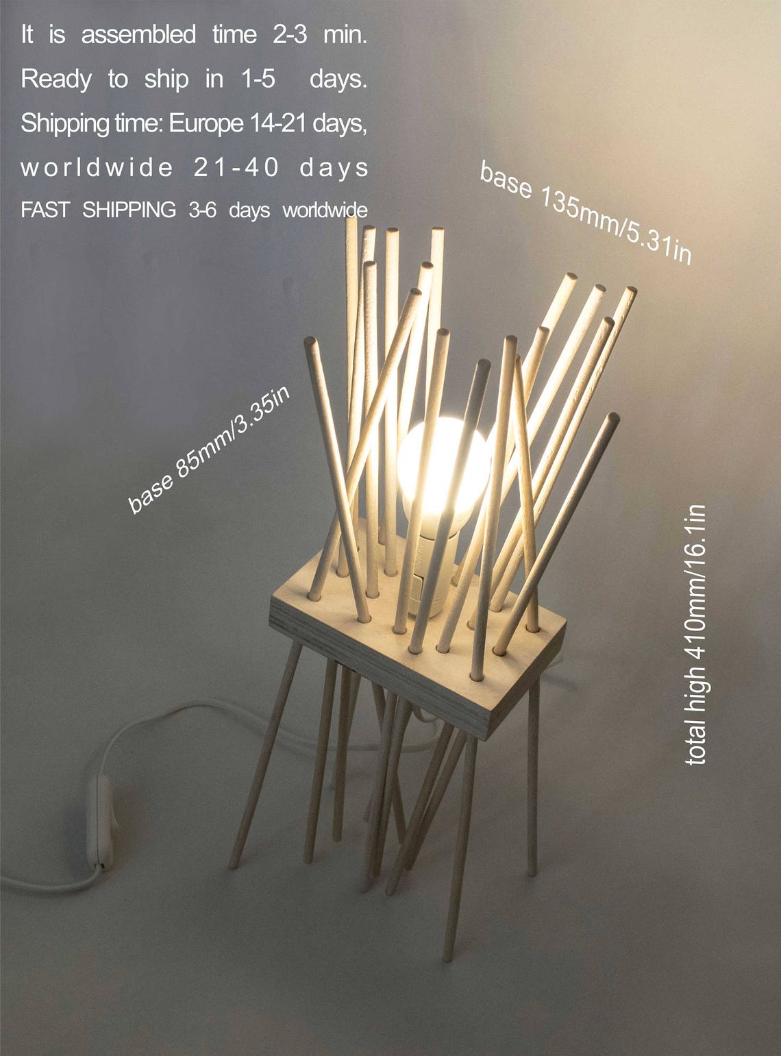 Wooden table lamp forest Lamp in eco style Wood floor lamp Etsy