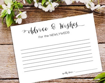 Wedding Advice Card PRINTABLE - printable advice and wishes for the newlyweds cards, bride, groom, printable wedding, LGBT,