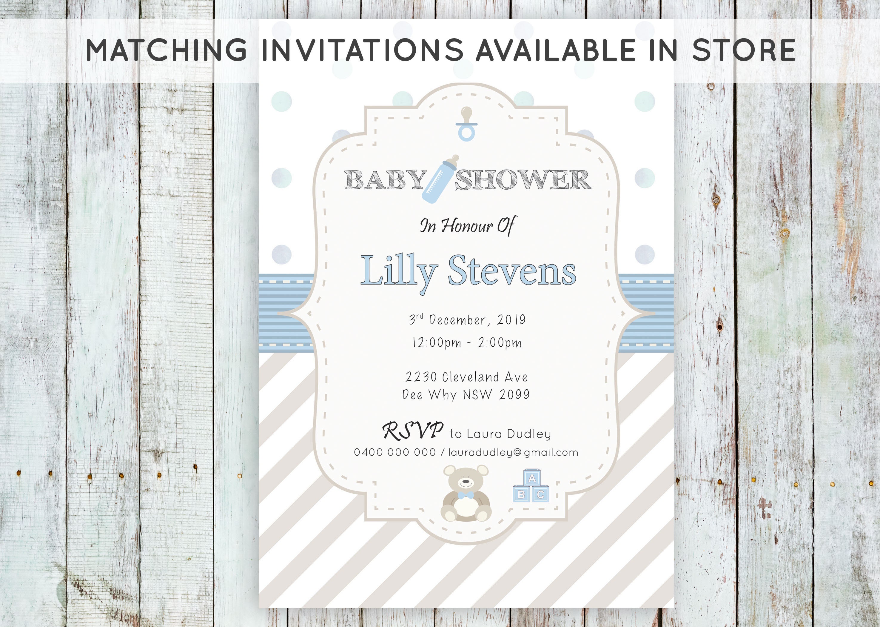 Printable Baby Shower Game Wishes for Baby, Blue Dots and Stripes ...