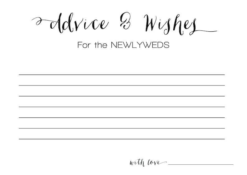 Wedding Advice Card PRINTABLE Printable Advice and Wishes for the ...