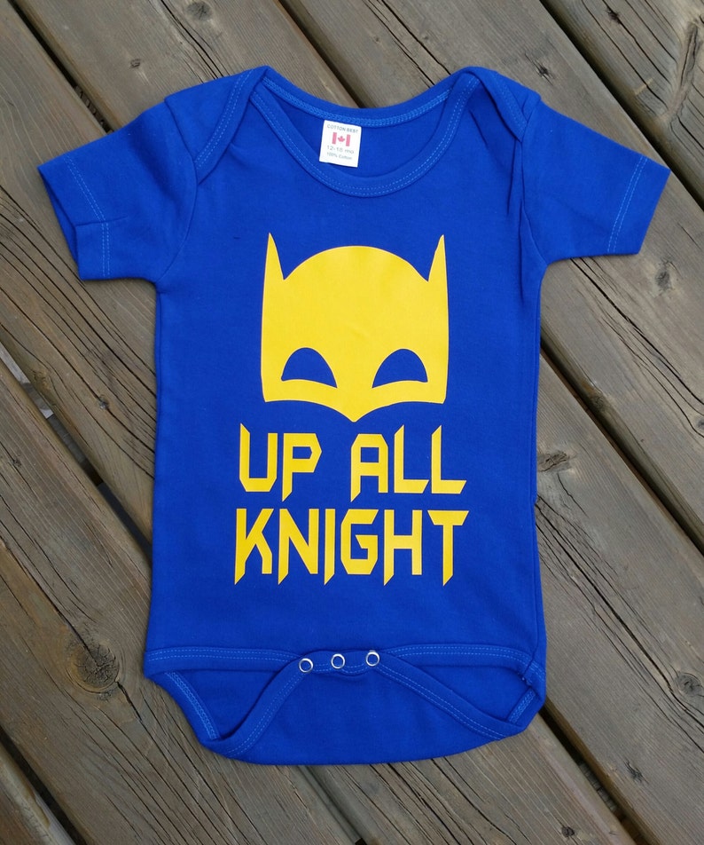Up All Knight Baby Boy Onesie or Bodysuit Superhero Batmask Etsy Canada