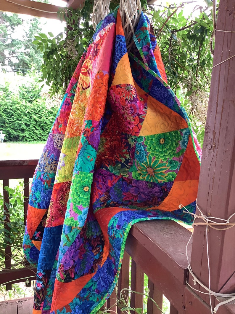 Multi Colored Large Lap Quilt Kaffe Free Shipping Etsy