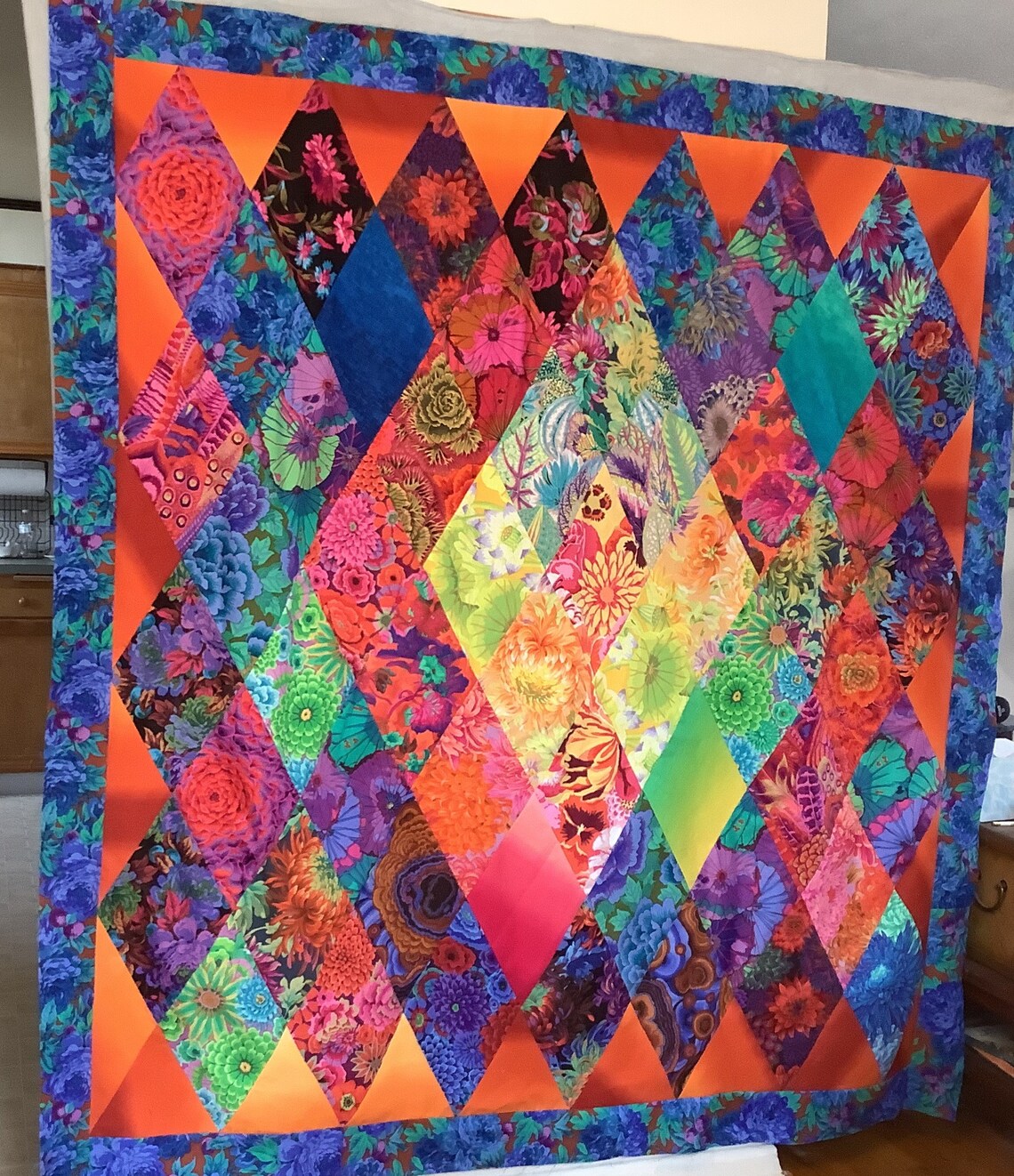 Multi Colored Large Lap Quilt Kaffe Free Shipping Etsy