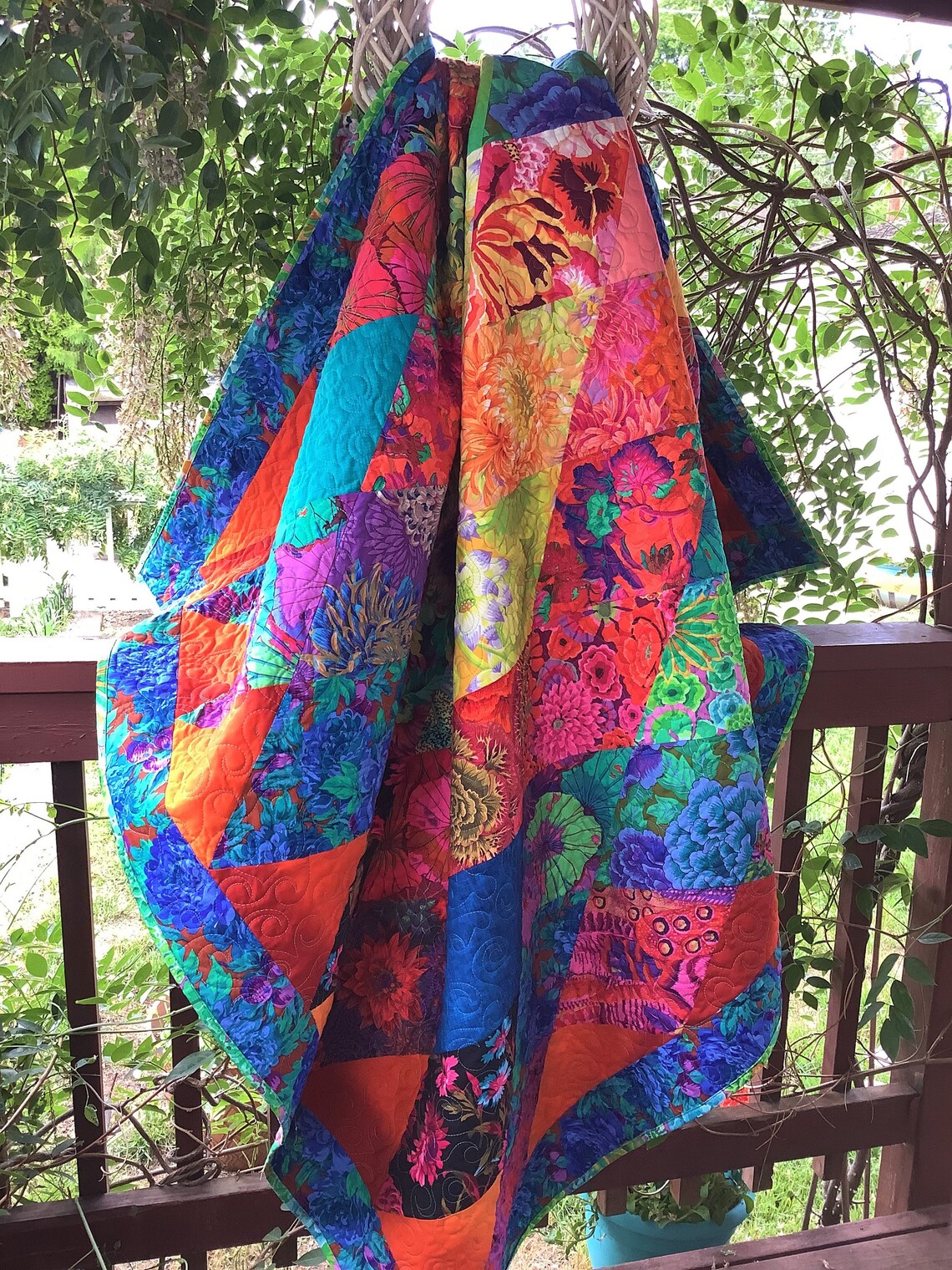 Multi Colored Large Lap Quilt Kaffe Free Shipping Etsy
