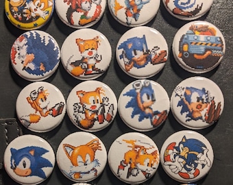 20 Sonic and Tails one-inch button pins