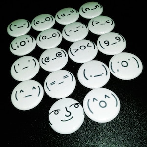 18 one-inch Japanese emoji button pins