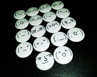 18 one-inch Japanese emoji button pins