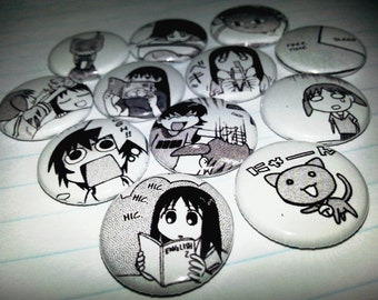 12 one-inch Azumanga Daioh button pins