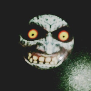 Not Happy Moon Majora Mask one-inch buttonpin