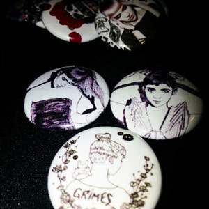 12 un pouce Grimes buttonpins ensemble image 2