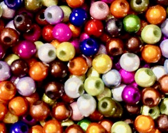 Magic round pearls, multicolored pearls, 4mm pearls, creative supply, pearls for jewelry making, set of 100 pearls, magical