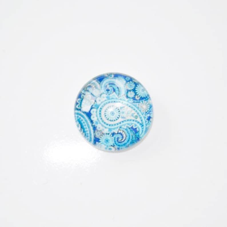 5 x Round glass cabochons 14mm cashmere pattern
