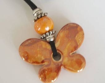 Butterfly Necklace Orange ceramic