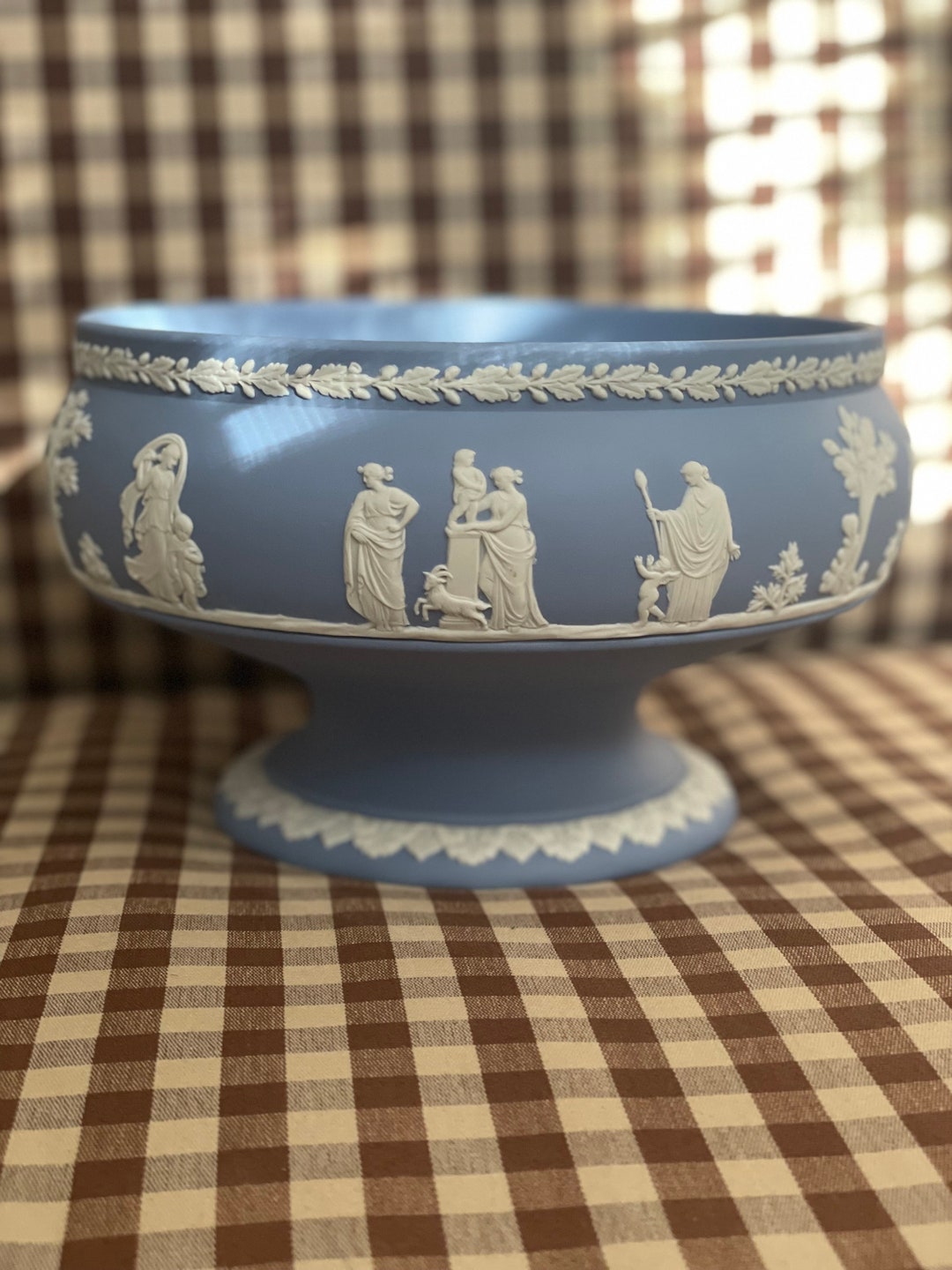 Vintage Wedgwood Jasperware Footed Bowl Blue and White Etsy