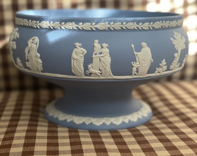 Vintage Wedgwood Jasperware Footed Bowl Blue and White Etsy