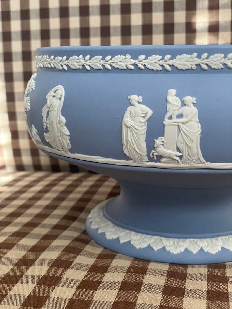 Vintage Wedgwood Jasperware Footed Bowl Blue and White Etsy