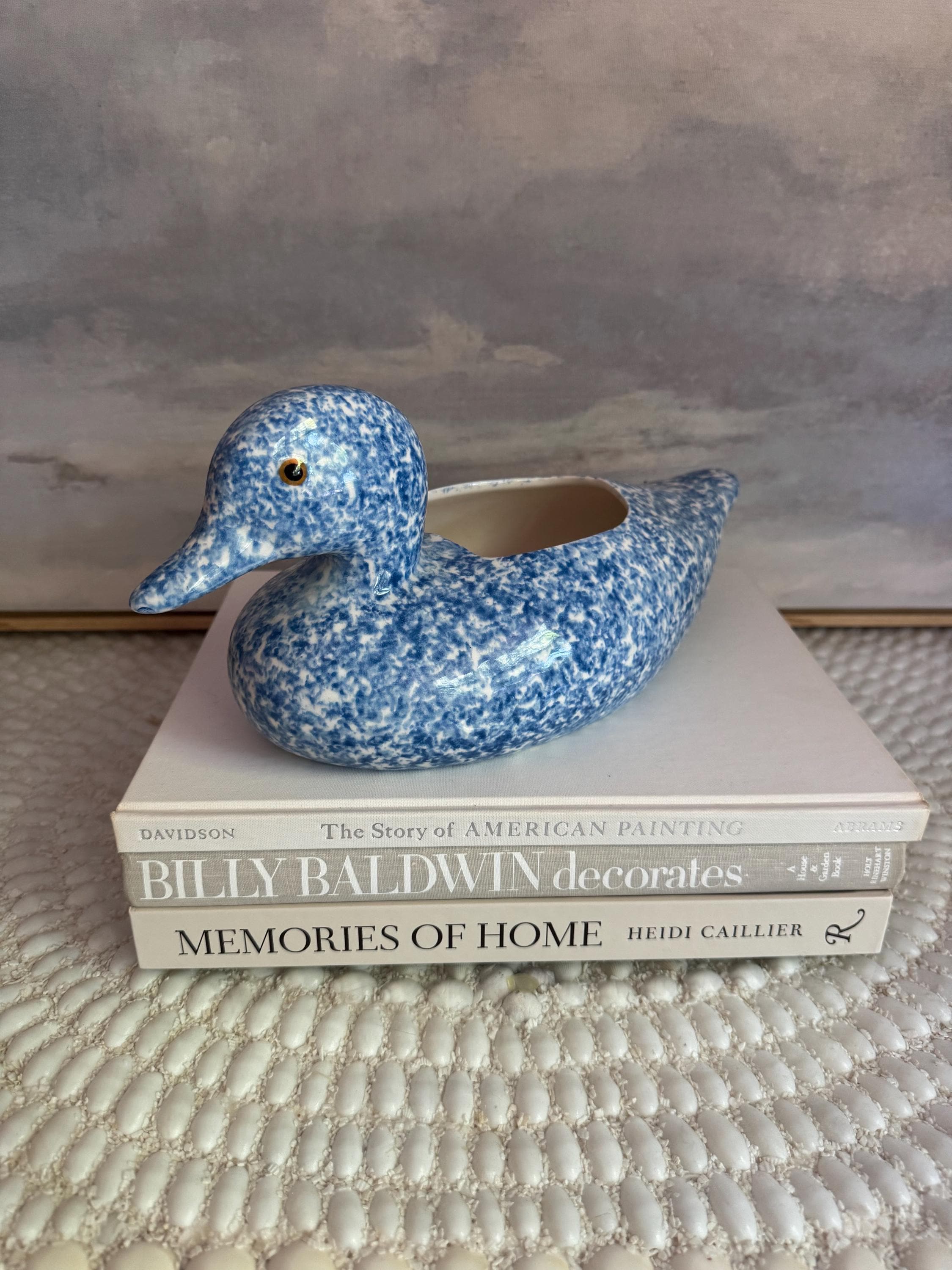 Blue and White Ceramic Duck - Etsy