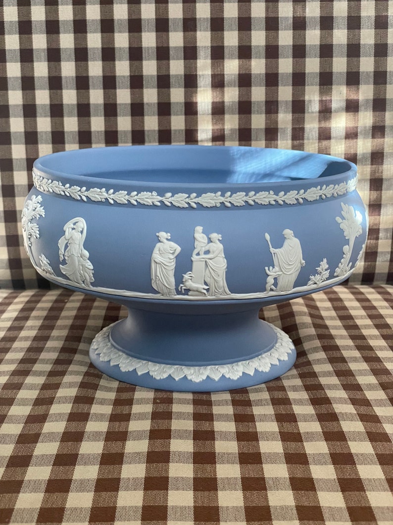 Vintage Wedgwood Jasperware Footed Bowl Blue and White Etsy