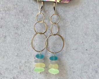 Sea Glass Earrings, Beach Glass Earrings, Sea Glass Jewelry, Beach Glass Jewelry, Sterling Silver Earrings, Lever Back Ear Wires