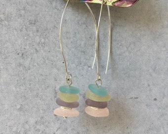 Sea Glass Earrings, Beach Glass Earrings, Sea Glass Jewelry, Beach Glass Jewelry, Sterling Silver Earrings, French Eat Wires, Pure Sea Glass