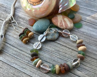Sea Glass Bracelet, Beach Glass Bracelet, Beach Pebble Bracelet, Sea Glass Jewelry, Beach Glass Jewelry, Beach Pebble Jewelry, Rock Jewelry