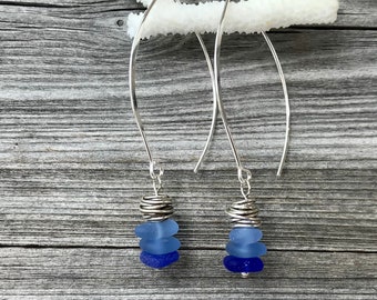 Sea Glass Earrings, Beach Glass Earrings, French Wire Earrings, Genuine Sea Glass, Sea Glass Jewelry, Beach Glass Jewelry, Sterling Earrings