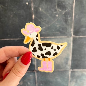 Pink Cowgirl Duck Sticker