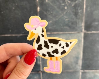 Pink Cowgirl Duck Sticker