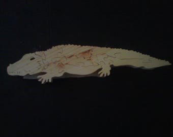 Alligator,  wooden puzzle, reptile,