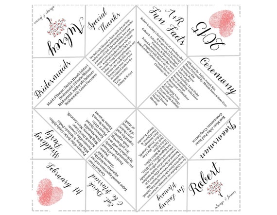 Unique Wedding Program Cootie Catcher Paper Fortune Teller Etsy
