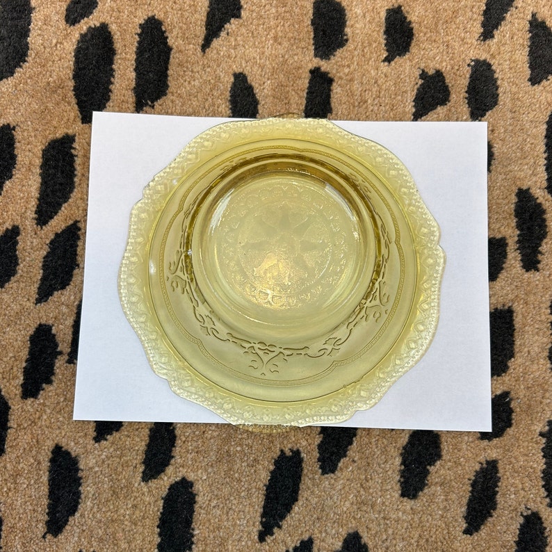 Vintage Large Yellow Depression Glass Serving Bowl Etsy