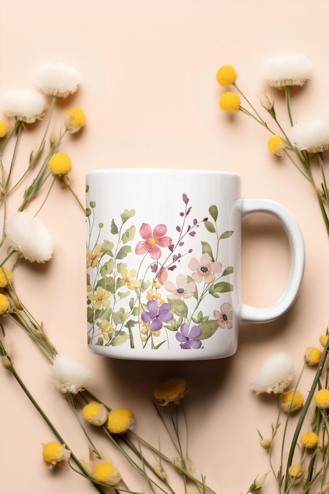 Boho Wildflower Mug | Cottagecore Flower Mug | Spring Floral Coffee Cup ...