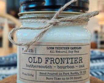 Old Frontier (Butterscotch & Bourbon) 8oz Soy Wood Wick