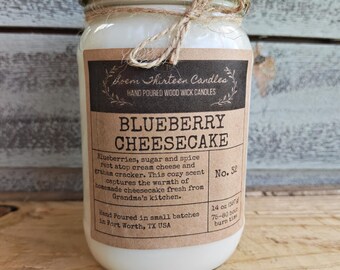 Blueberry Cheesecake - Blueberry, Cream Cheese, & Graham Cracker Wood Wick Candle