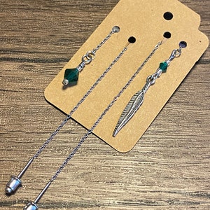 Emerald Duo Pull Through Drop Earrings (set)