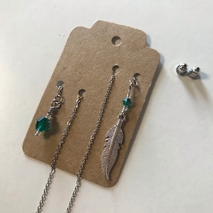 Emerald Duo Pull Through Drop Earring (set #2)