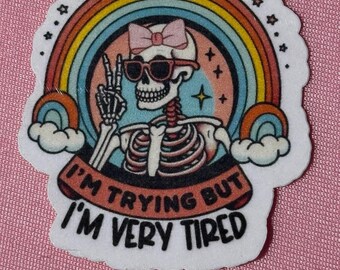 Tired Skeleton Rainbow Sticker