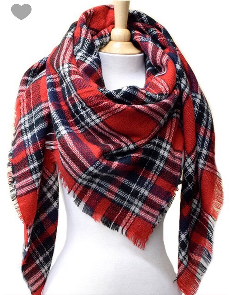 Red Tartan Plaid Blanket Scarf Handmade Etsy