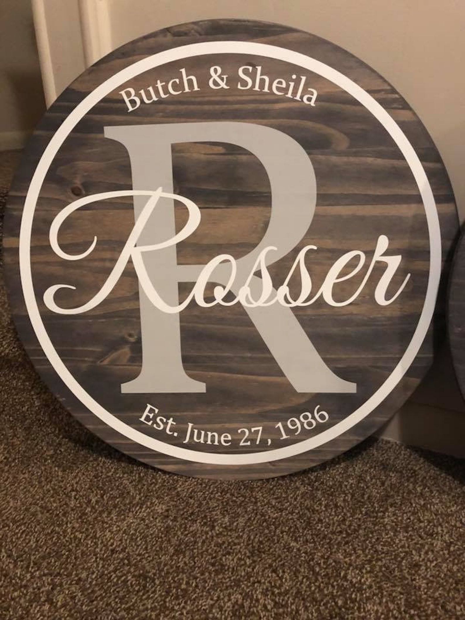 Family Name Round Wood Sign/customizable Etsy