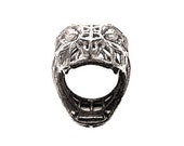 Sacred Lion Head Ring Bottle Opener Rhodium Plated or Polished Nickel Steel Custom Size Made To Order Spirit Animal Jewelry Yoga Fierce