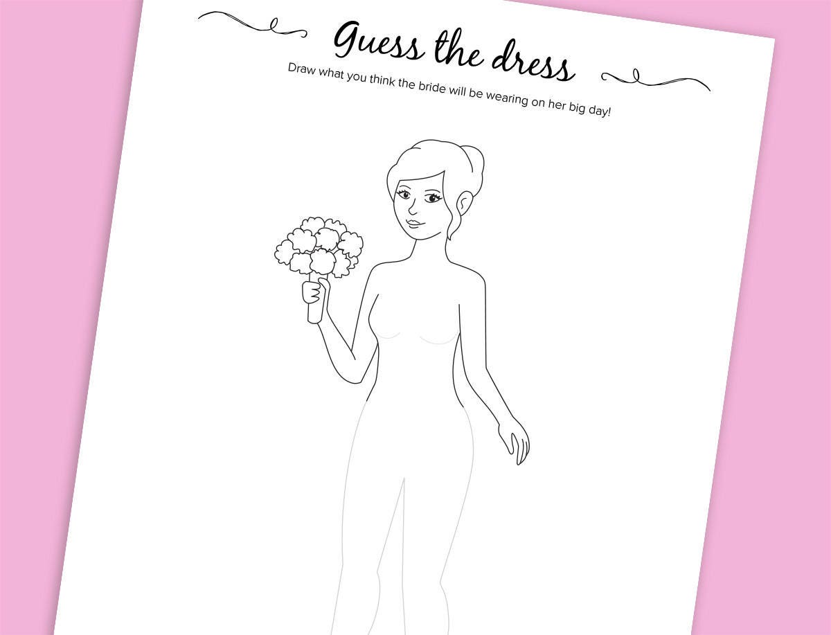 Guess the Dress Bridal Shower Game, Bachelorette Party Game - Printable Instant Download for Weddings