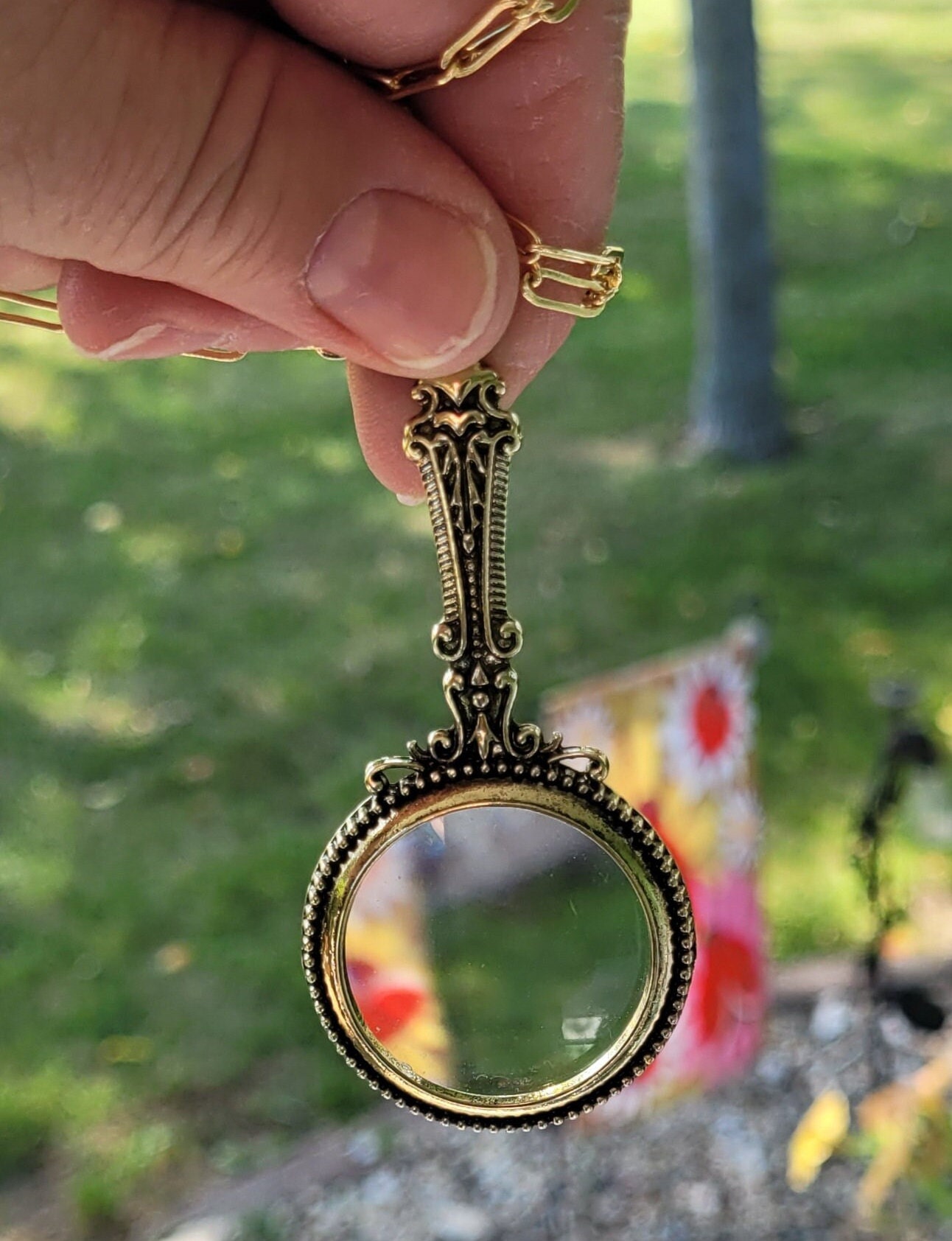 Magnifying Glass Necklace, Lariat Magnifying Necklace,